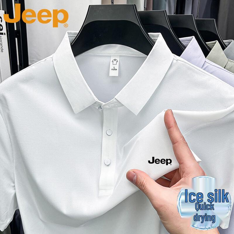 JEEP Men s Summer Ice Silk Quick-Dry Polo T-Shirt 2XL