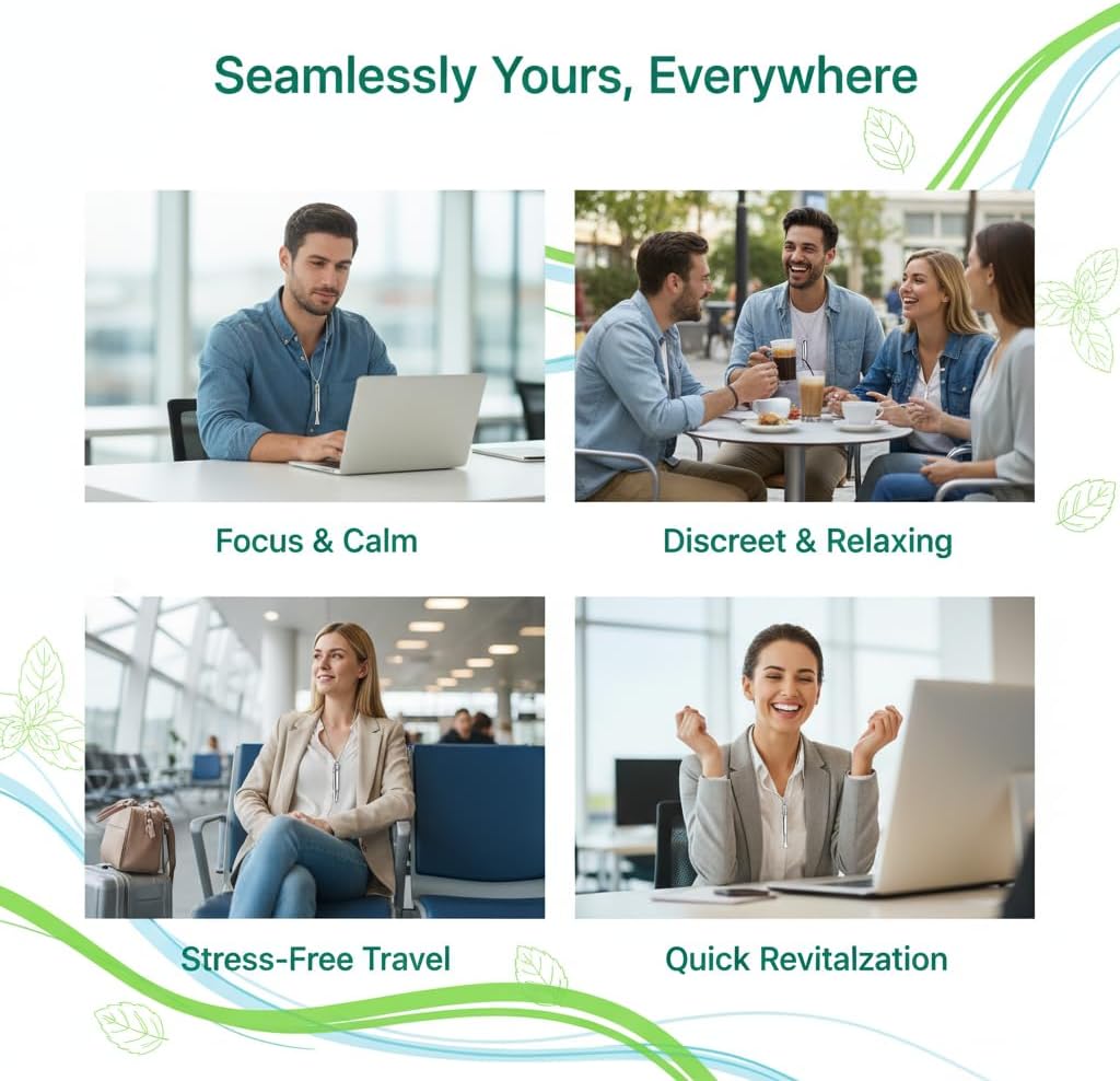 Colier pentru Renunțarea la Fumat cu Capsule de Menta Reîncărcabile Colier de Respirație pentru Alinarea Nervozității și Renunțarea la Fumat,Dispozitiv Natural Pure Breeze pentru Ajutor la Renunțarea la Fumat