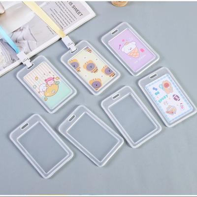 New Plastic Card Sleeves with Lanyard Transparent ID Card Protective Film Student ID Card Holder