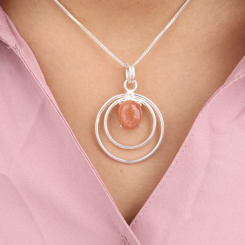 Rare Peach Moonstone Gemstone 925 Sterling Silver Jewelry Handmade Pendant1.65" PP-61-33