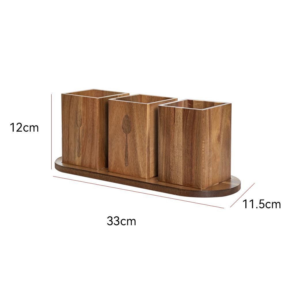 Retro Wooden Cutlery & Chopsticks Storage Box