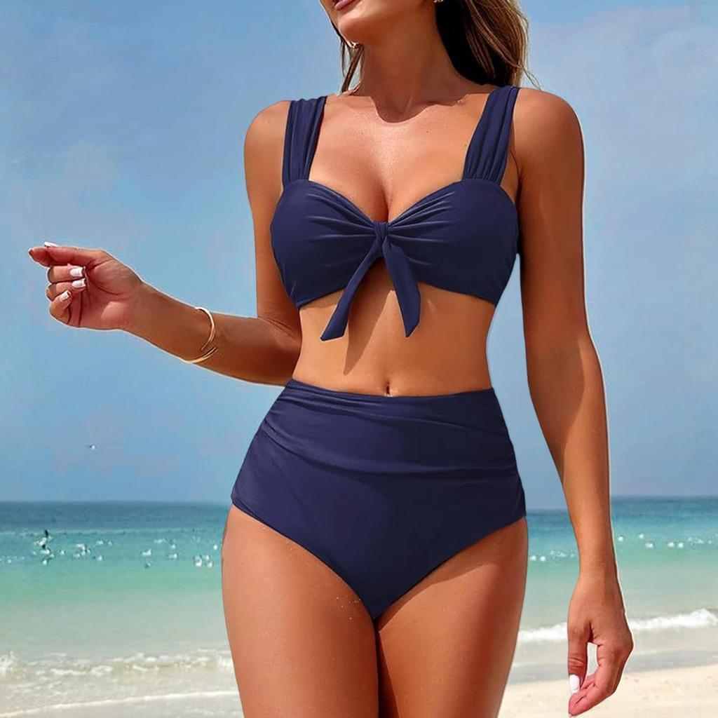 Women's Sexy Wide Strap Bandeau Split Bikini Swimsuit