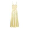 Sexy Pure Desire Style Satin Slip Dress Slim Fit V Neck Long Party Date