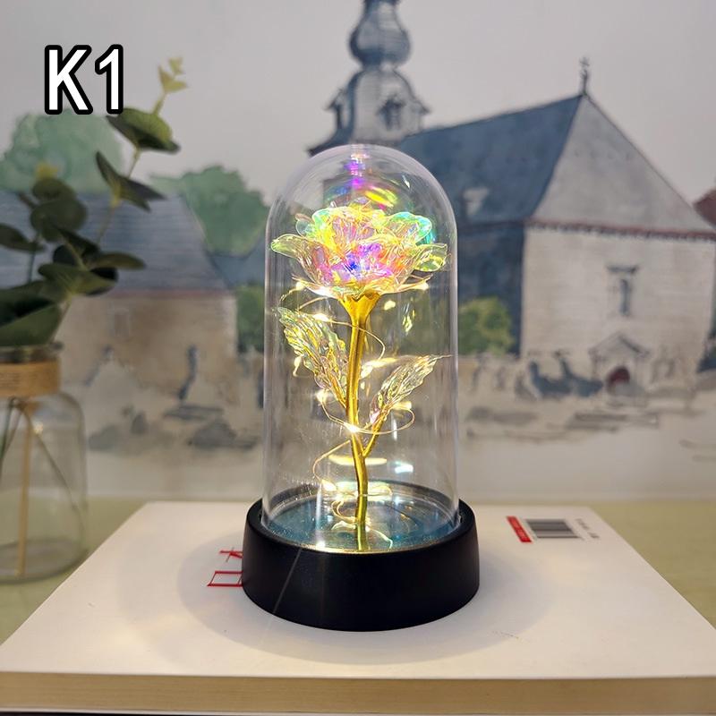 

Вечная Красная Роза Искусственные Цветы Со Светодиодной Подсветкой Креативный Подарок На День Святого Валентина Роза В Стеклянном Колпаке Симуляция Цветка Розы