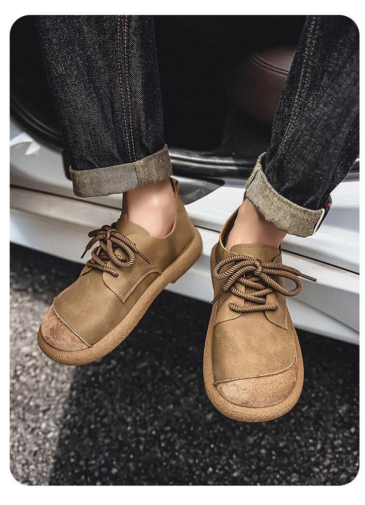 Men's Plus Size Breathable Leather Driving Shoes - Autumn Style, Non-Slip Soft Sole, Fashionable & Versatile.