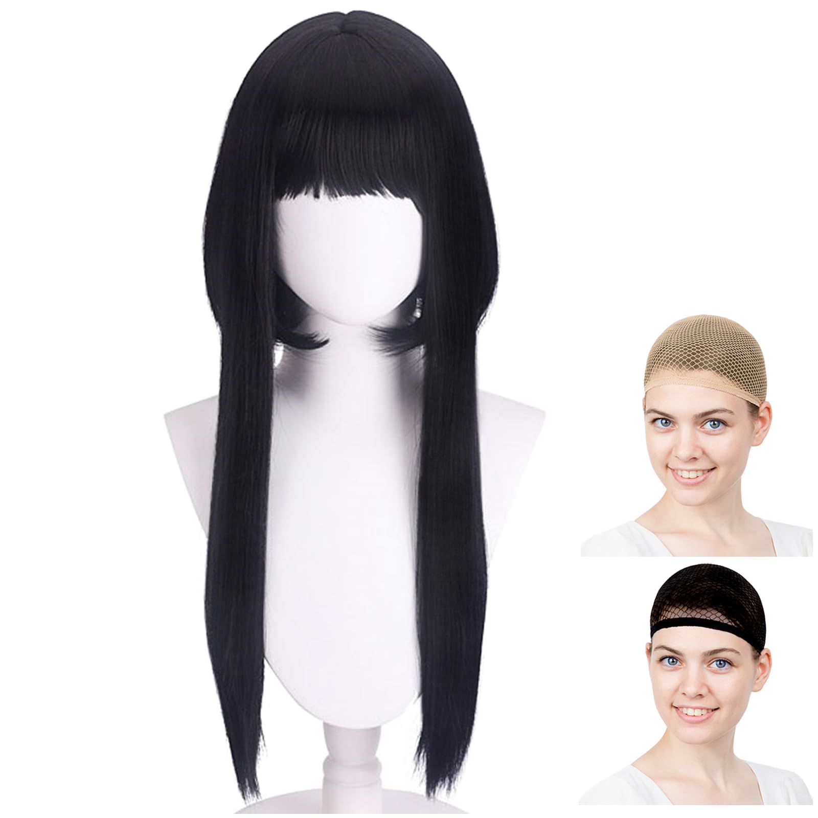 

CaseEden Cosplay Боковой Черный ПАРИК6098 Парик, Премиум, Гладкий, Длинный, С челкой, Термостойкий, Волосы, чёрный