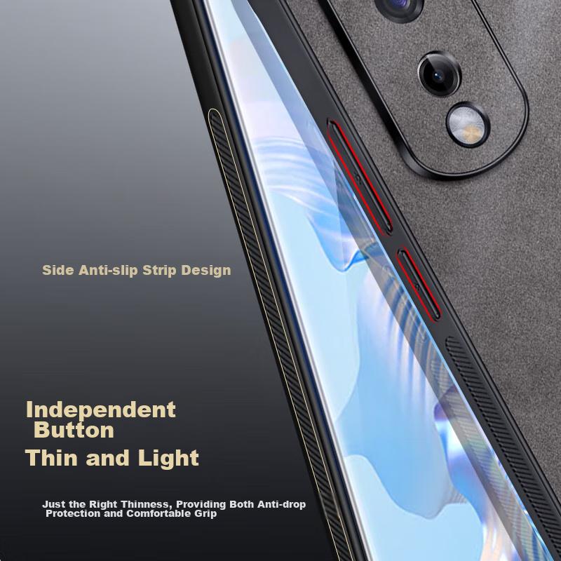 Honor 80 Pro Phone Case, Shockproof Lens Full Protection Soft Case, Simple Luxury Silicone Outer, Leather Case, Gray