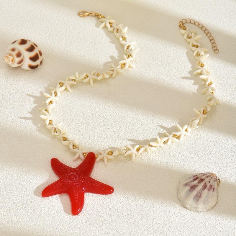 Bohemian Beaded Neck Chain Shell Jewelry Fashion Exaggerated Starfish Pendant Necklace Women