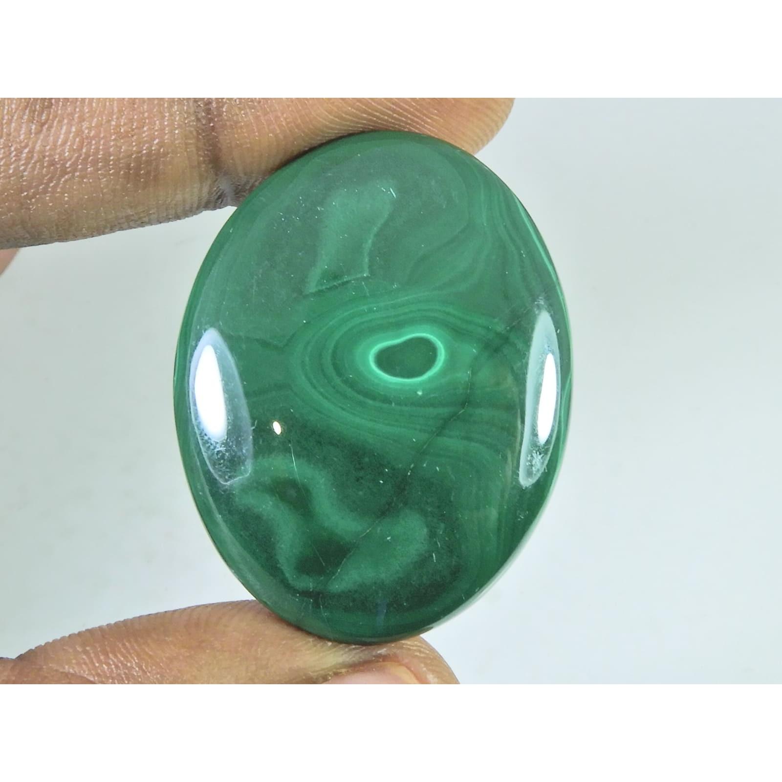 30X39X05 MM Natural Green Malachite Oval Cabochon Loose Gemstone 75Cts. C-1683