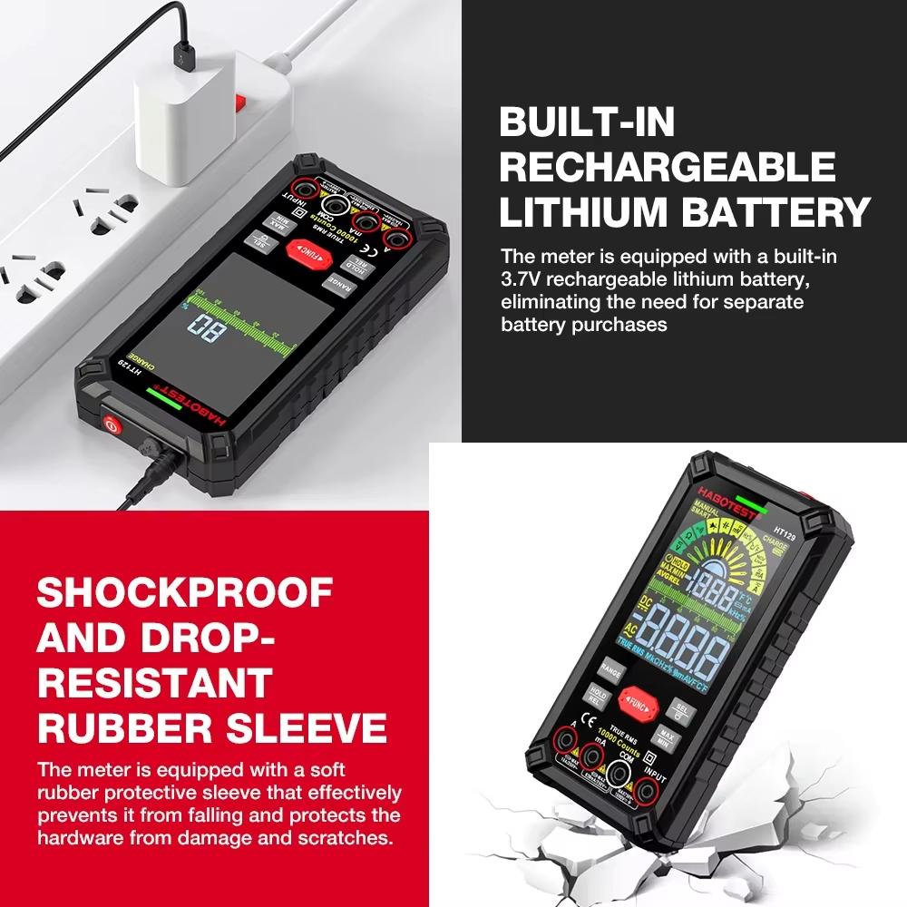 HABOTEST HT129 Digitales Multimeter Auto-Bereich True RMS AC DC NCV Spannungsprüfer 10000 Zählungen Intelligenter wiederaufladbarer Multitester