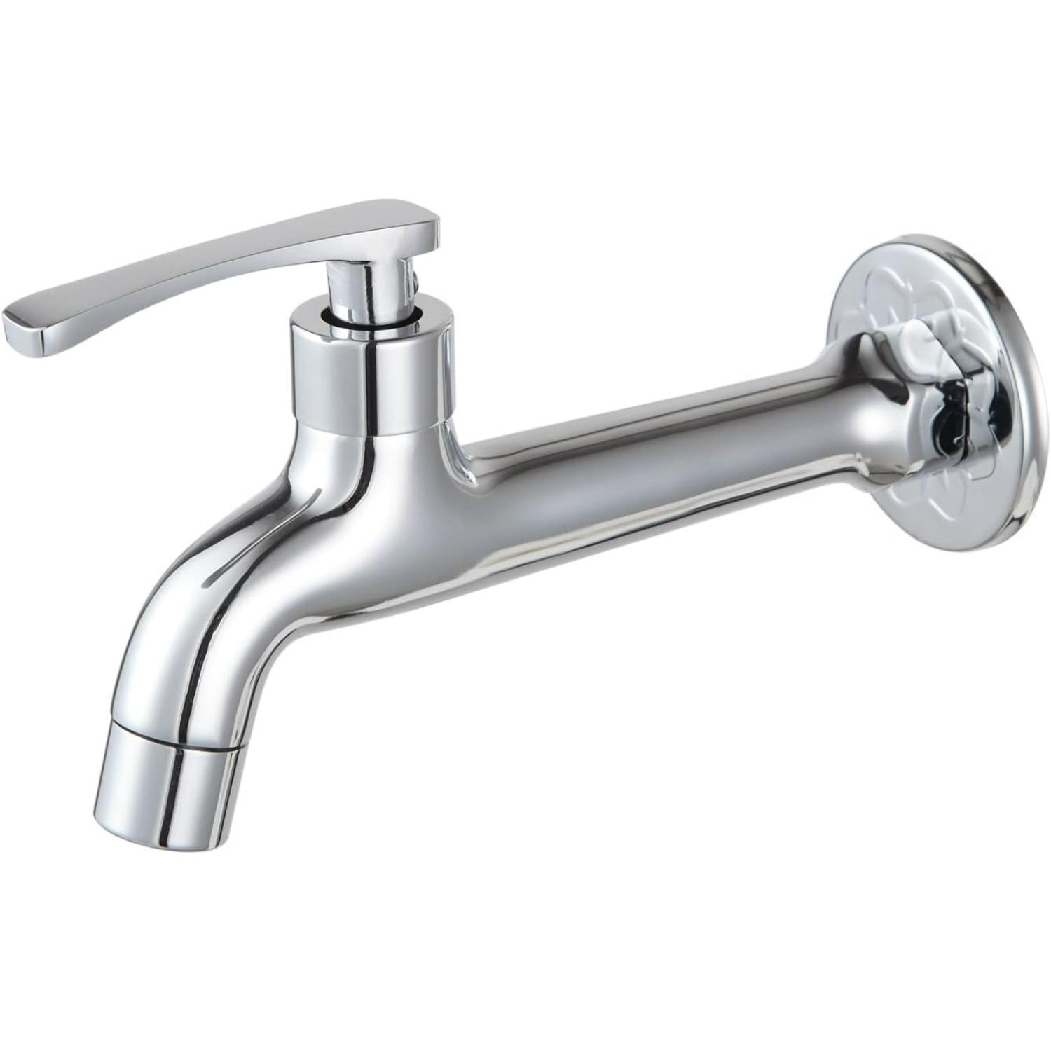 

Brass Outdoor Wall Mounted Faucet Mop Basin Single Cold Tap Chrome Garden Hose Spigot G 1/2 inch Connection Y17