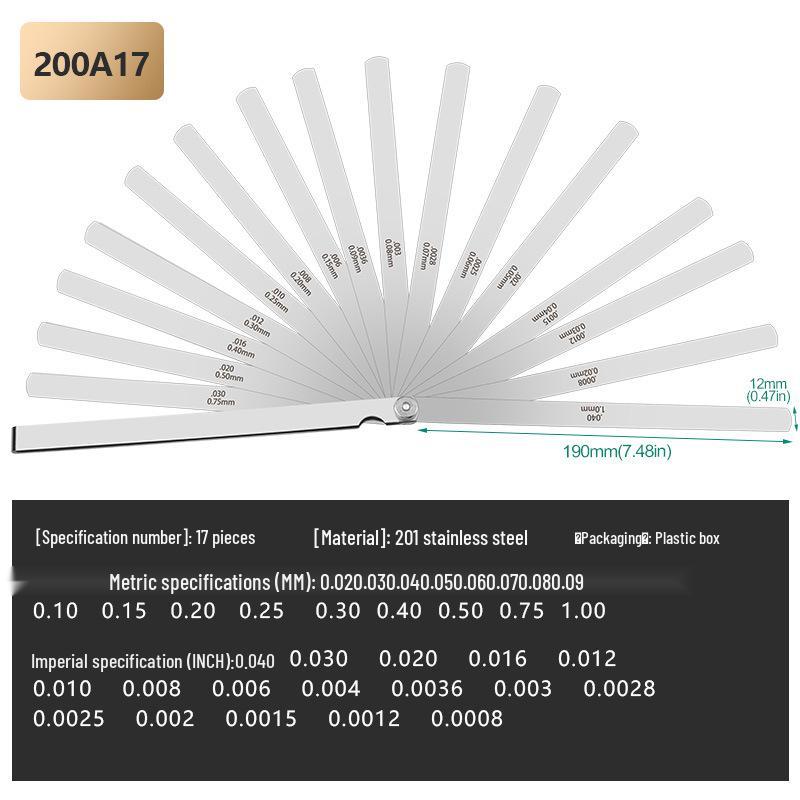 Set Eleron din Oțel Inoxidabil de Înaltă Precizie (0.01-1mm) Metric/Imperial