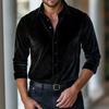 Męska Koszula Aksamitna z Długim Rękawem Zapinana na Guziki Kołnierzyk Gładki Kolor Casualowa Formalna Koszula na Imprezy Randki Biuro