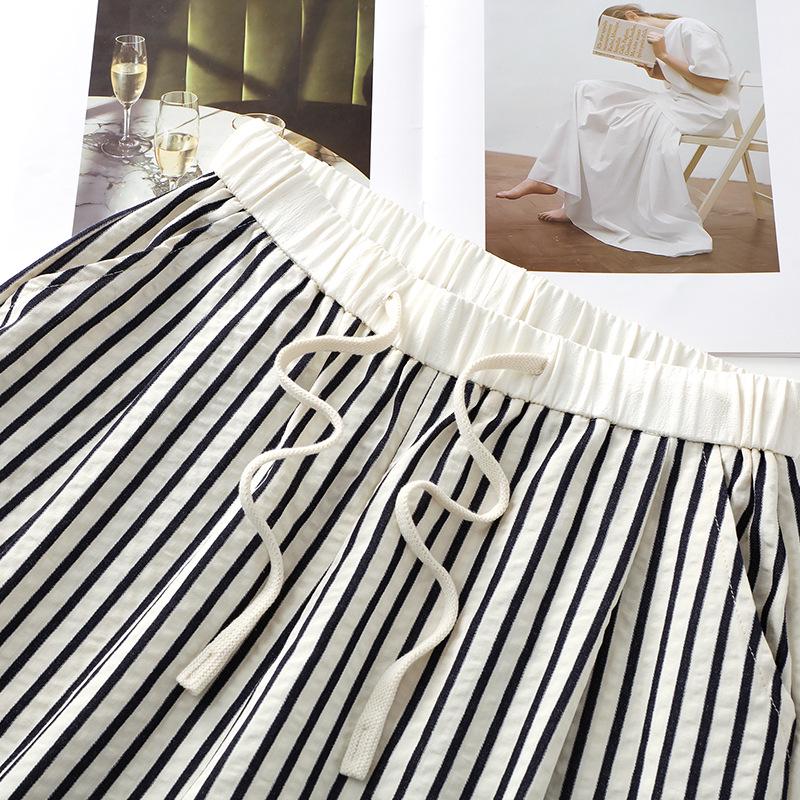 White Striped Wide Leg Women's Slimming Pants - New Summer 2025 Collection