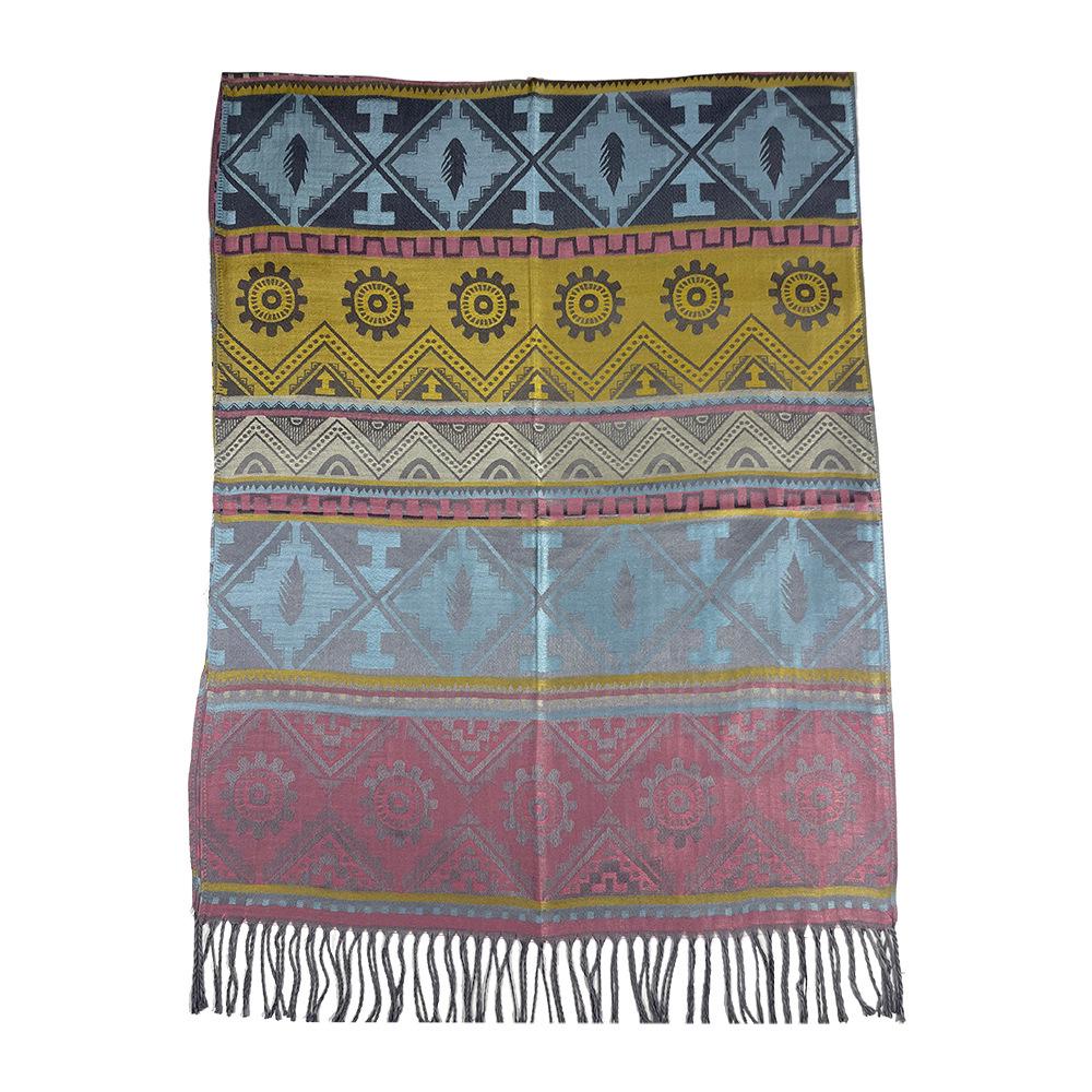 Bohemian Cotton Jacquard Geometric Shawl: High-End Women's Evening Scarf