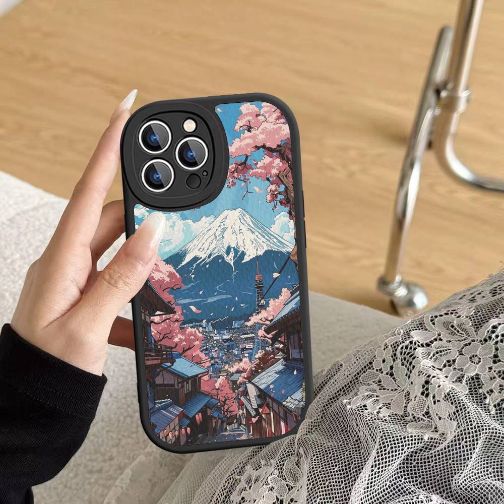 Fuji Mountain Osaka City Landscape Phone Case Hard Leather For IPhone 16 15 14 13 12 Mini 11 14 Pro Max Xs X Xr 7 8 Plus Fundas
