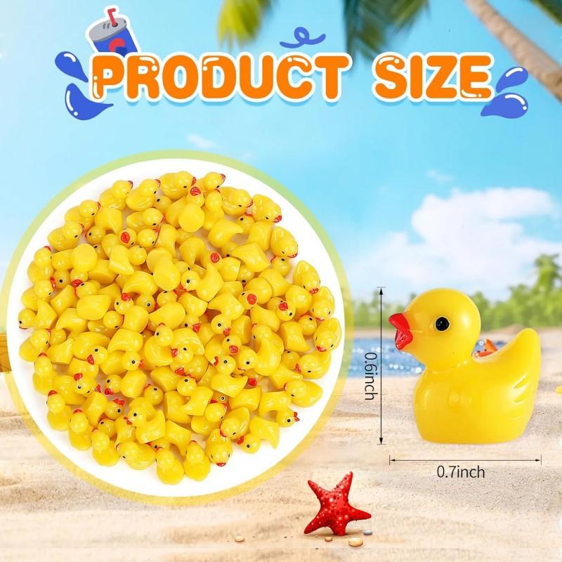 100/200 Pcs Mini Resin Ducks Bulk Tiny Ducks Set for Potted Miniature Decoration Garden Dollhouse Cake Decoration DIY Party Toys
