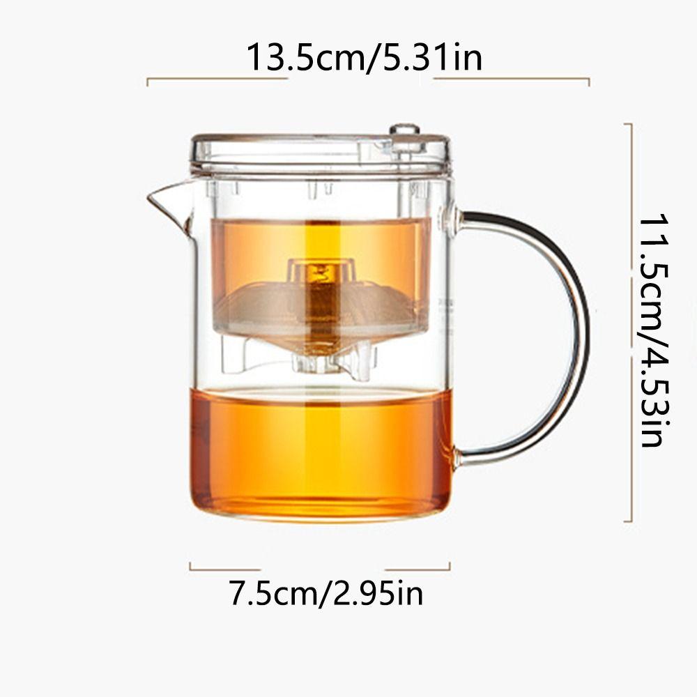 Heat-resistant Glass Teapot with Filter Glass Filter Press AUTO-OPEN Transparent Tea Maker Separation Leak-proof Fair Cup Home