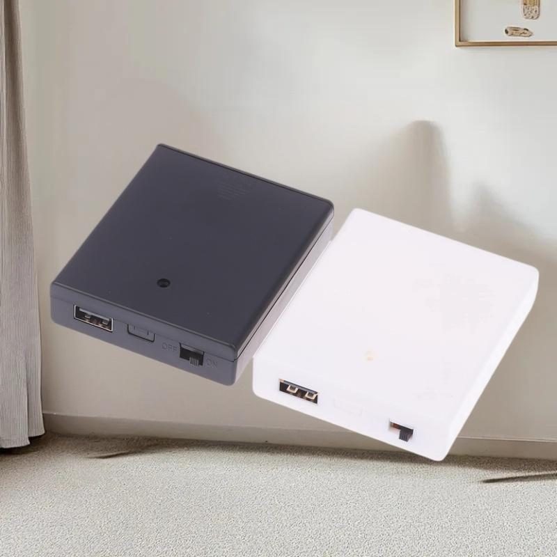 1Pcs USB Power Supply Battery Box Mini 4AA Battery Holder Storage Box Case For LED Strip Light Accessories Portable