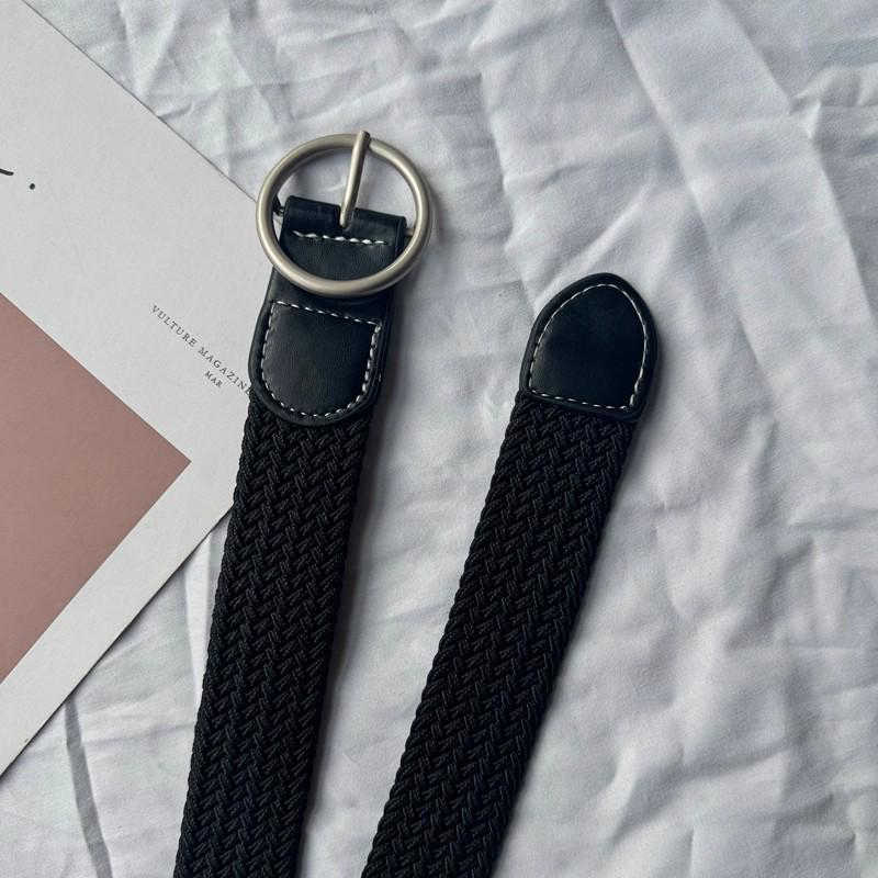 Unisex Korean Style Canvas Belt with Elastic Waistband and Pin Buckle
