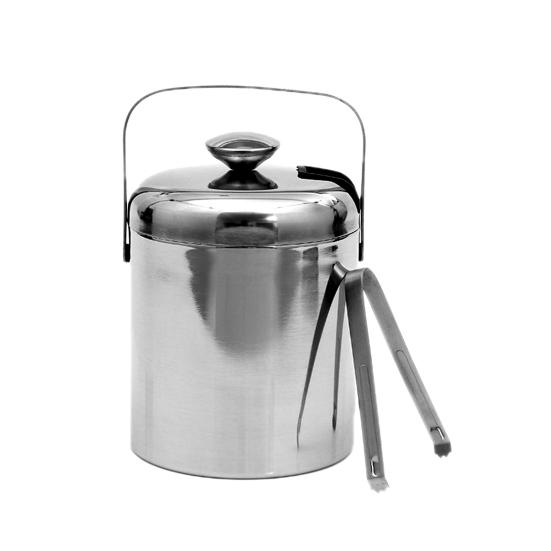 1.3L Double-Wall Ice Bucket with Lid And Tong 6-Hour Cooling Beer Chiller for Bar Home 304 Stainless Steel Insulated Ice Container