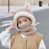 Kids Winter Knit Bear-Ear Hat With Neck Warmer Hooded Beanie Cycling Outdoor Wear