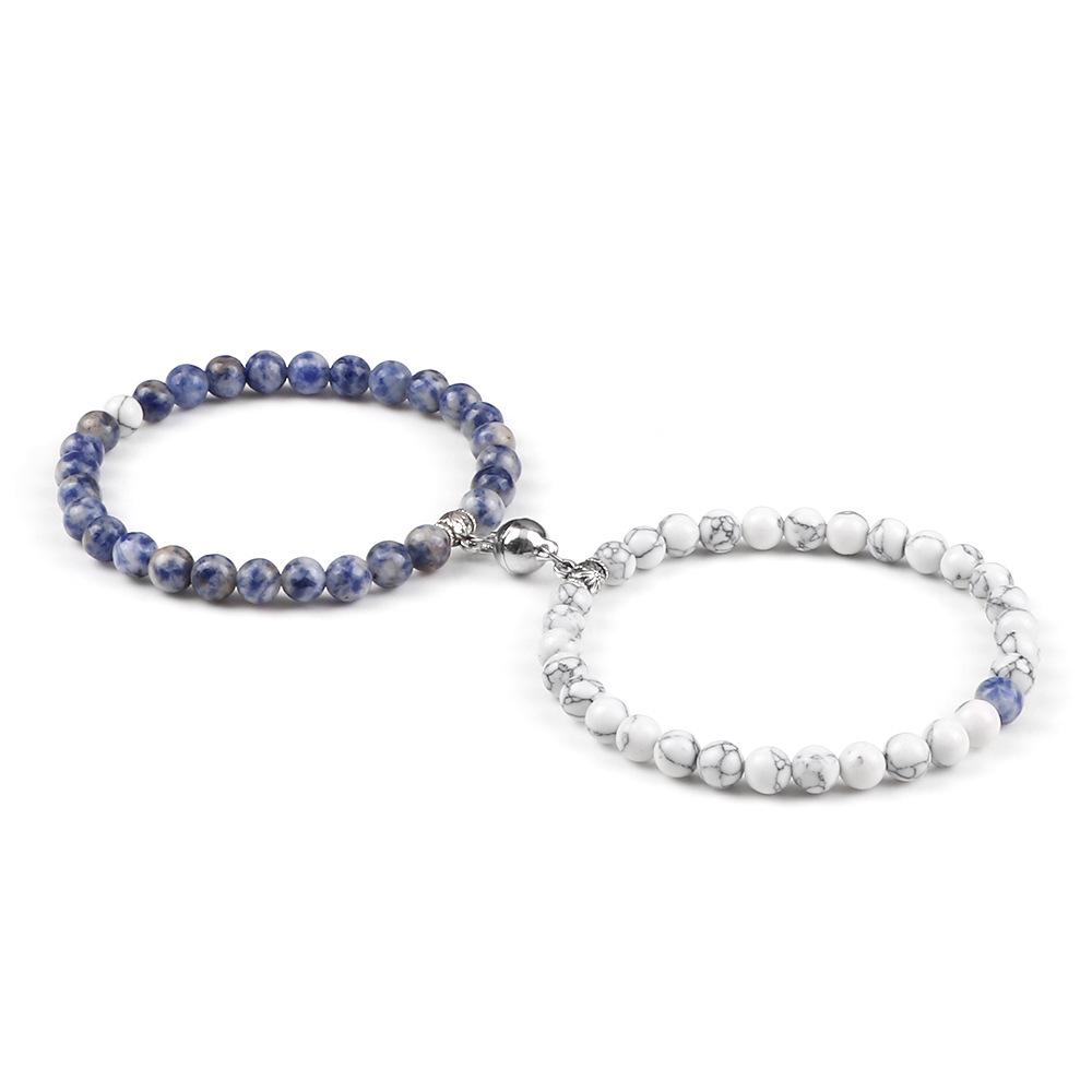 6mm Magnetic Couple Bracelets Set - Memorial Gift for Him & Her