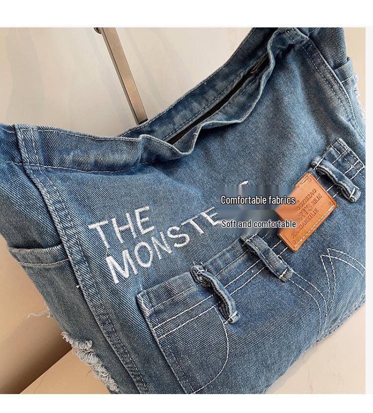 Korean Retro Distressed Women's Crossbody Tote Bag 2026