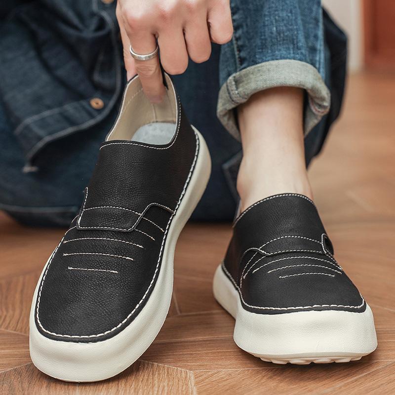 

One-pedal men s shoes 2025 new spring casual leather shoes men s board shoes soft-soled sports work lazy shoes casual 44