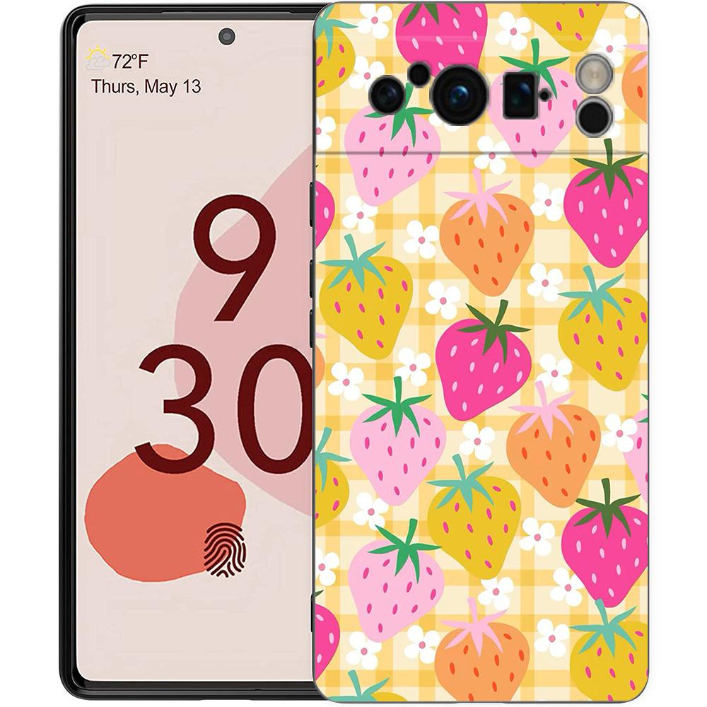

Phone Case Cover for Google Pixel 10 9 8 7 6 7A 6A Pro Shockproof Soft TPU 10 9 Pro XL Shell Capas Two White Strawberries Simple Pixel 10