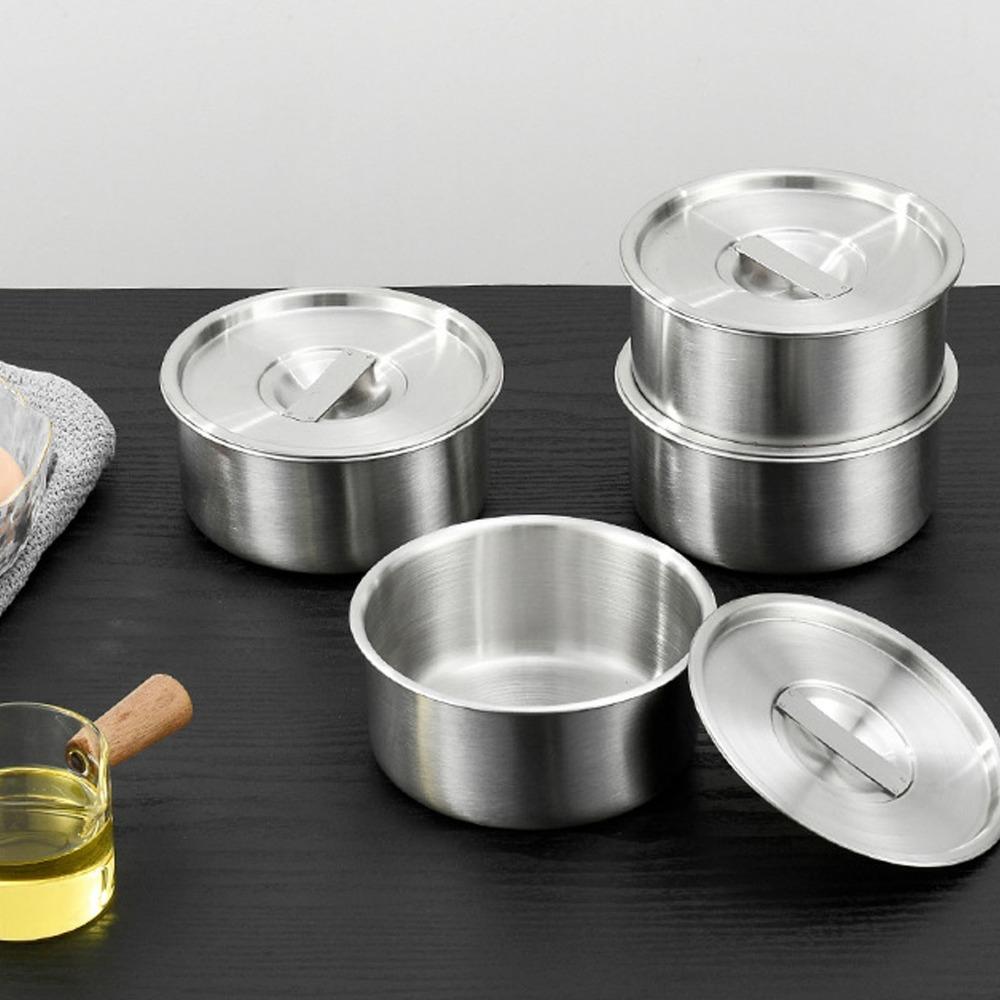 Rustless Steel Metal Bowl Round Deep Bowl Egg Custard Bowl Food Container Egg Custard Making