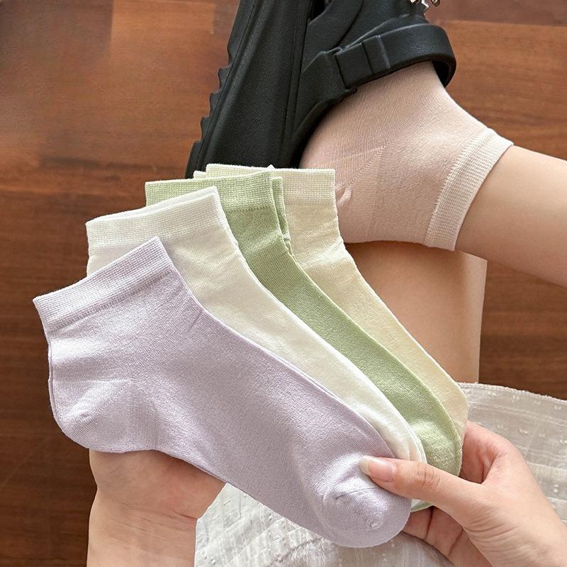 Women's Summer Solid-color Mulberry Silk Socks, Ice Socks, Short Socks, Versatile Postpartum Socks