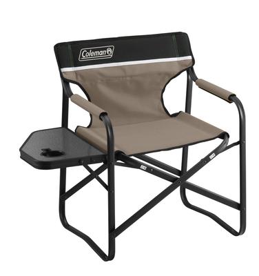 COLEMAN Folding Deck Chair with Side Table, Outdoor Chair for Camping, Fishing, Garden, and Living Room