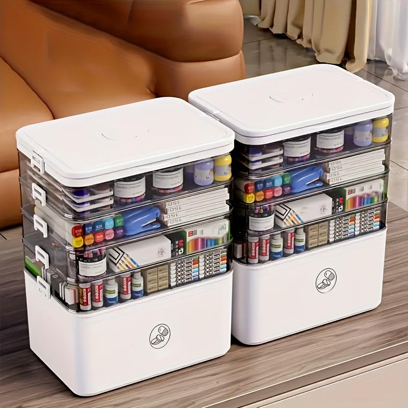 Large Capacity Multi-Layer Durable Plastic Storage Box - Portable Easy-Clean Organizer for Pills Office Bathroom Essentials - Transparent Design 3016524cm 2109₽