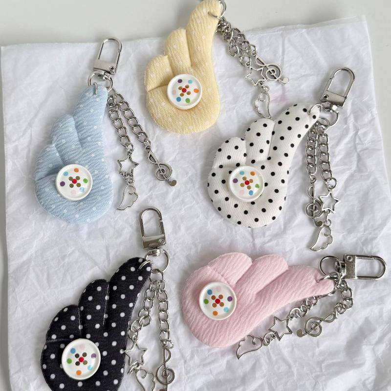 Soft Cloud Fabric Keychain with Star Music Note Pendants Multi Colors Lovely Car Key Decor for Valentine's Day Gift