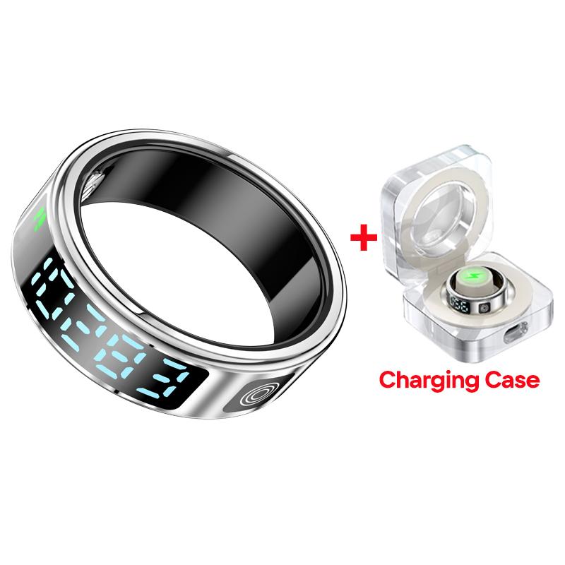 New Smart Ring Men Women LED Display Screen Heart Rate Blood Oxygen Monitoring 5ATM Waterproof Multi Sports Modes SR08