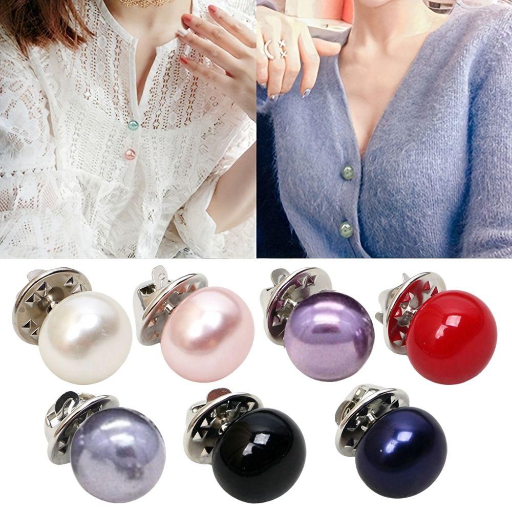 Detachable Cardigan Buckle Adjustable Button Brooches Imitation Pearl Brooch Shirt Cardigan Shawl