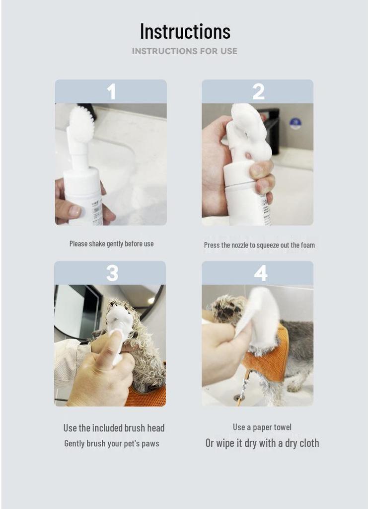 LiJian MuGe Waterless Foam for Cleaning Cat & Dog Paws