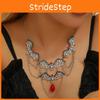 Trendy Punk Alloy Bat Necklace With Hollow Geometric Pendant Halloween Accessory