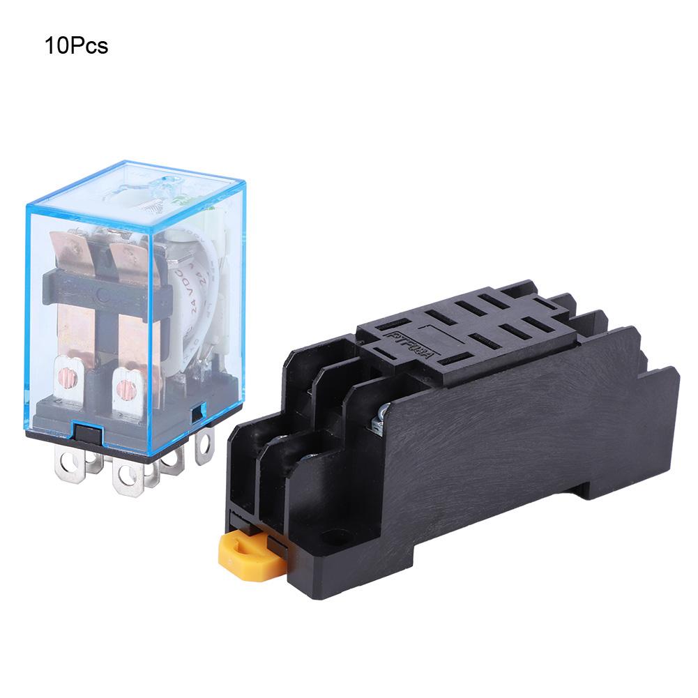 10Pcs 8 Pin Relay Base Set Coil High Quality Electronic Component LY2NJ DC 24V