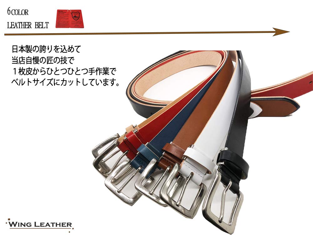 WING LEATHER Tochigi Leather Genuine Cowhide Made In Solid W003 Size Belt, Leather, Japan, Men's, Color, 35mm, Casual, (Dark Brown, M)