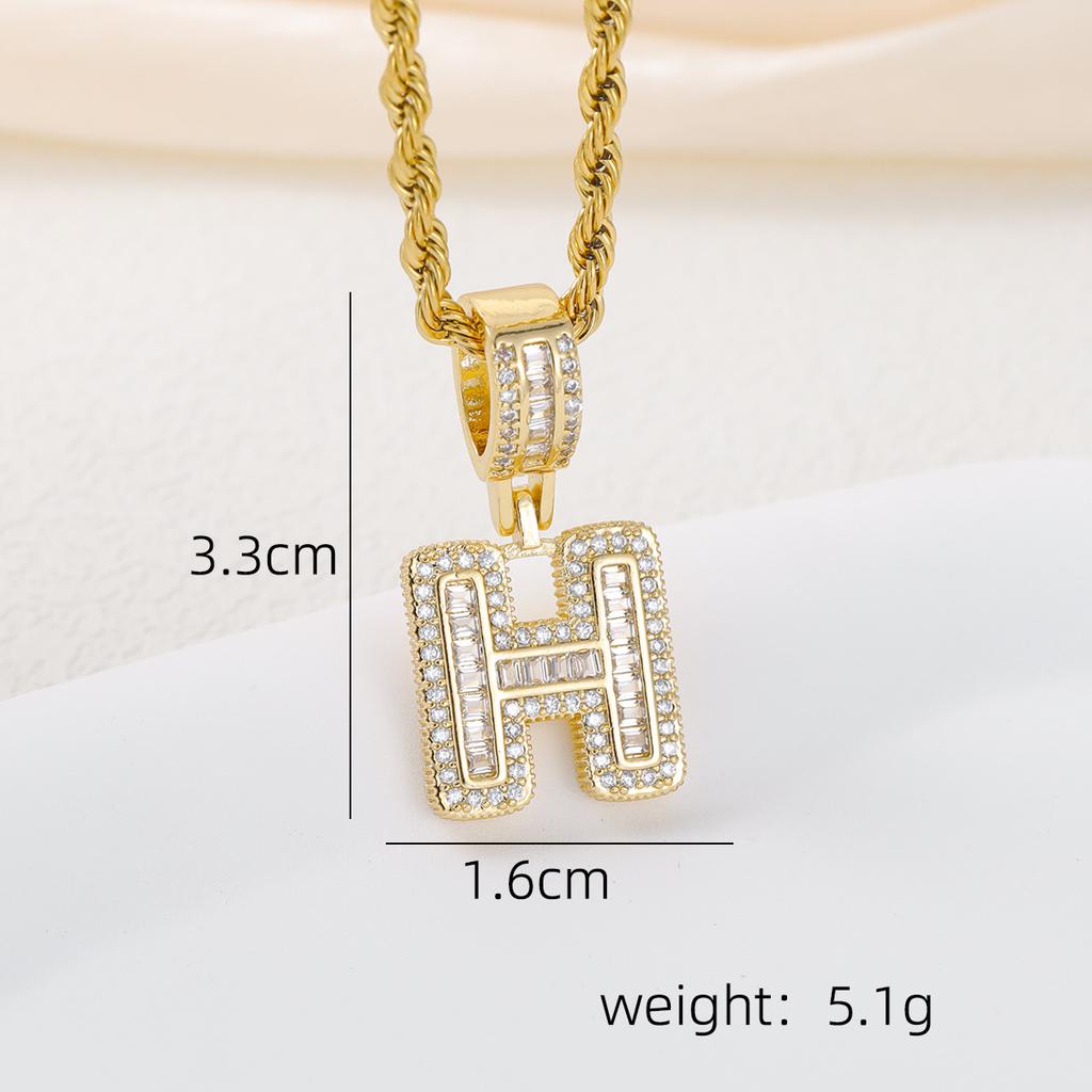 2025 New Initial Letter Necklace Women Men Cubic Zirconia Initial Pendant Necklace Rope Chain English A-Z Letter  Gift
