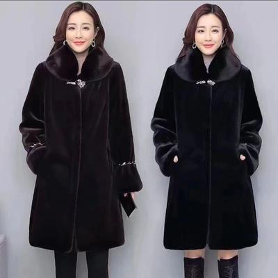 New Hooded Imitation Mink Imitation Fur Imitation Mink Coat Women's Medium and Long Coat Winter