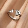 New Design Gold Copper Color Two Tone Metal Heart Stainless Steel Rings For Women Men Trendy Jewelry Valentine'S Day Gifts
