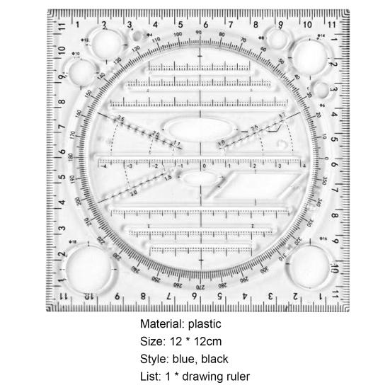 Precision Scale Measuring Ruler Round Corner Plastic Wide Application Geometric Ruler Drafting Tools