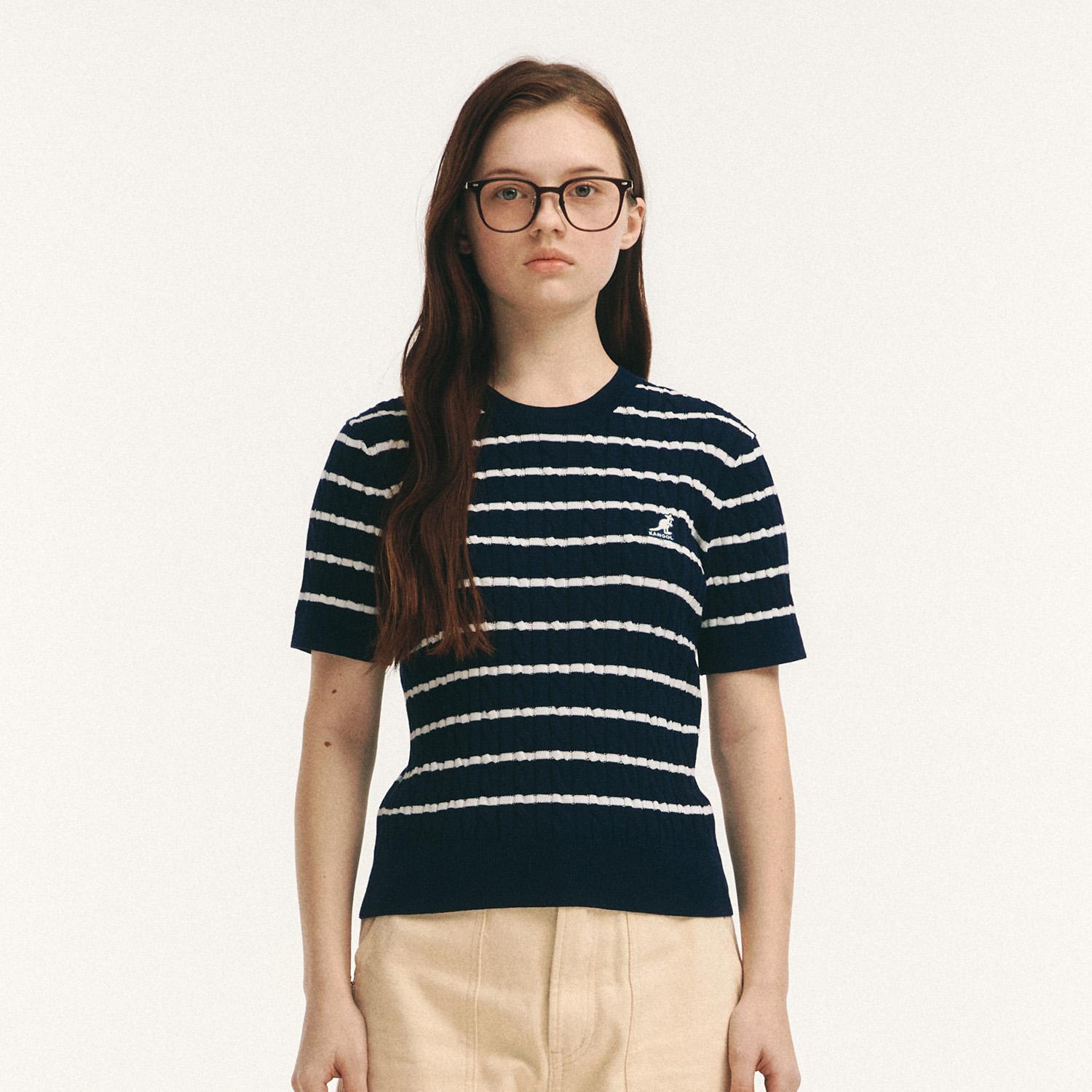 Kangol Women S Striped Knit 1901 Navy Navy/S