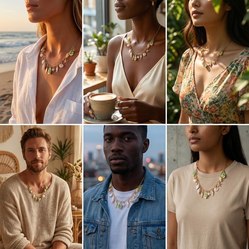 Boho Buntes Muschel Halskette Für Frauen Gold Farbe Seestern Muschel Jakobsmuschel Perlen Anhänger Choker Sommer Strand Urlaub Resort Schmuck