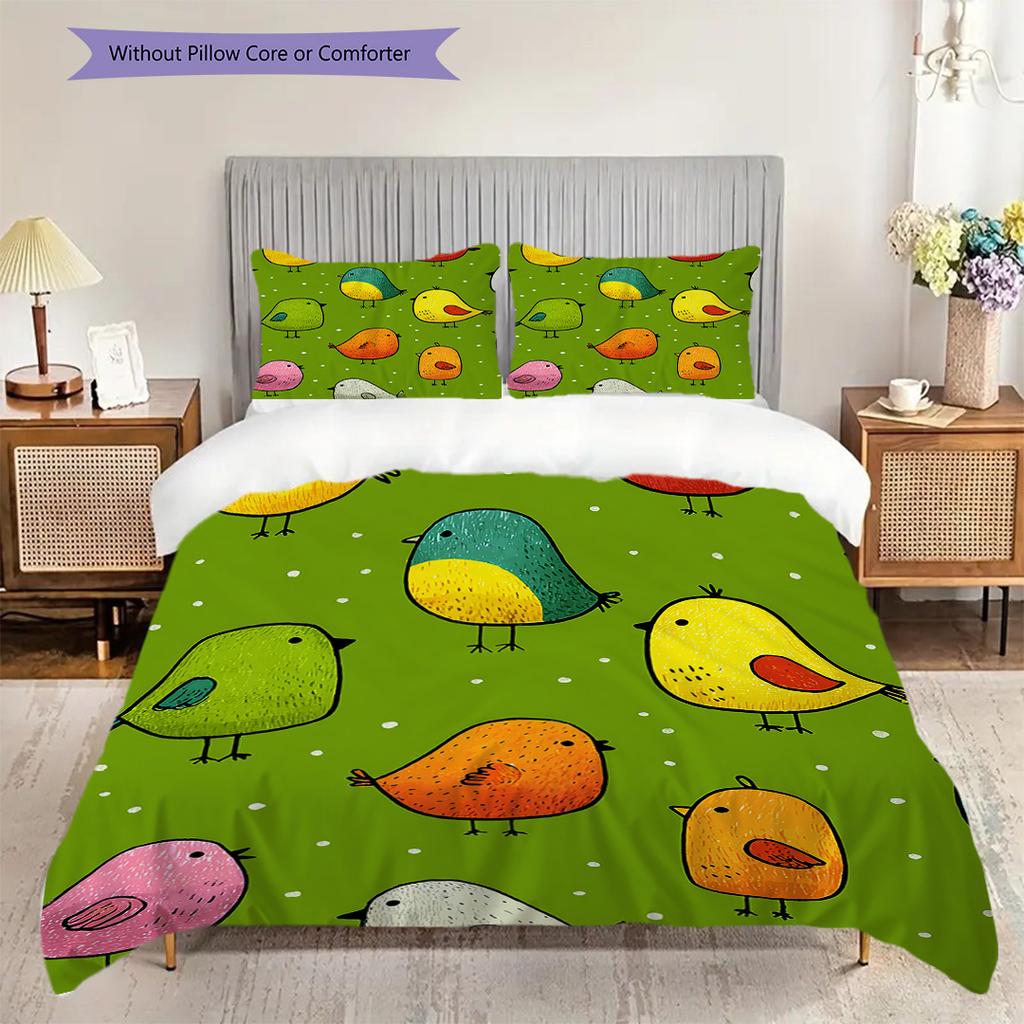 Bird Pattern Bedding Quilt Set Quilt Cover Pillowcase Home Decoration Birthday Gift (1 * duvet cover + 2 * pillowcase, without core)