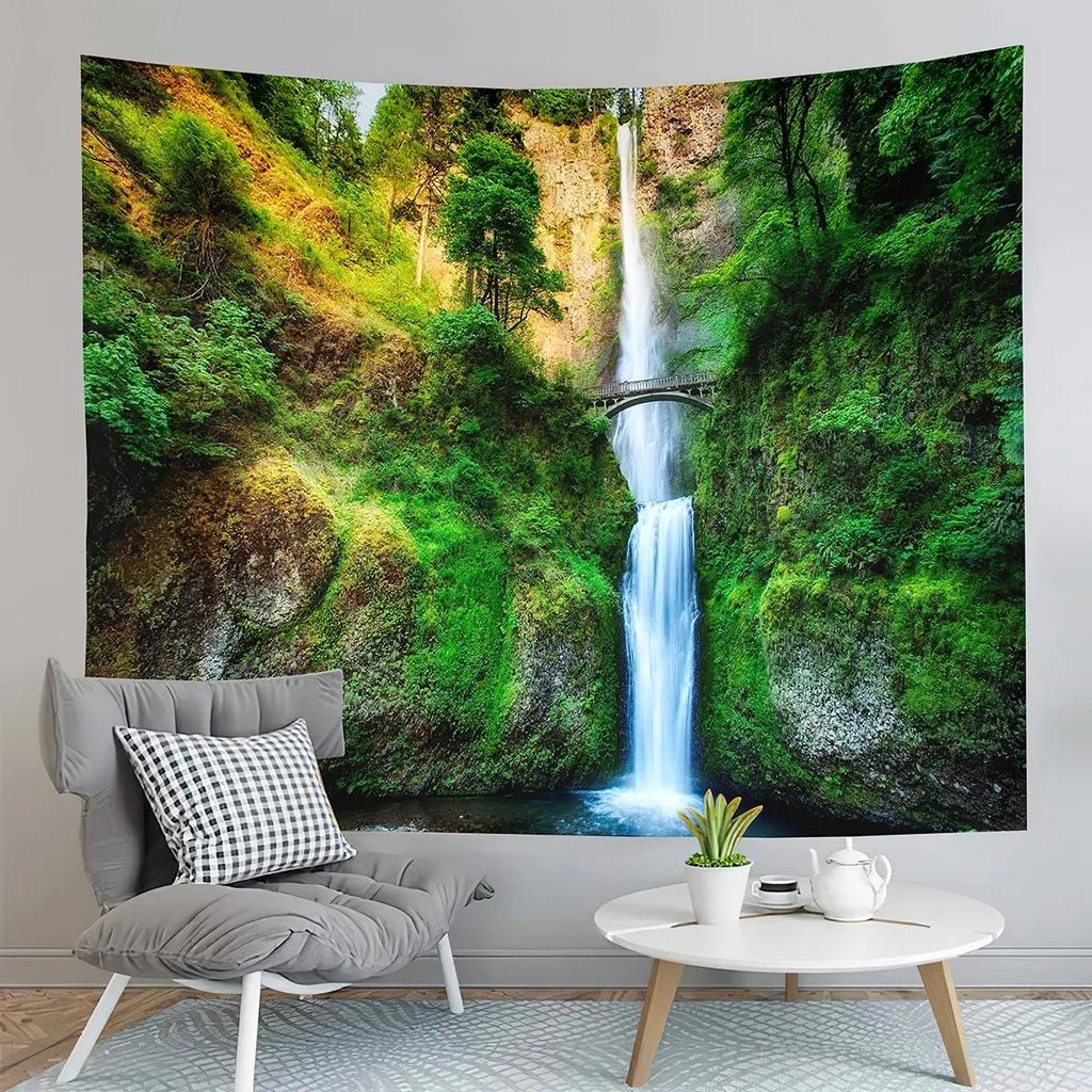 Tropical Forest Waterfall Tapestry Office Living Room Decoration Home Wall Tapestry
