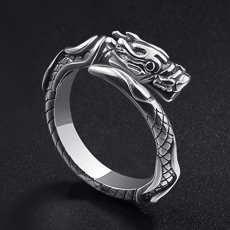 

Buyee 925 Sterling Silver Couples Ring Finger Chinese Dragon Open Ring for Women Men Fashion Animal Fine Jewelry Circle resizable